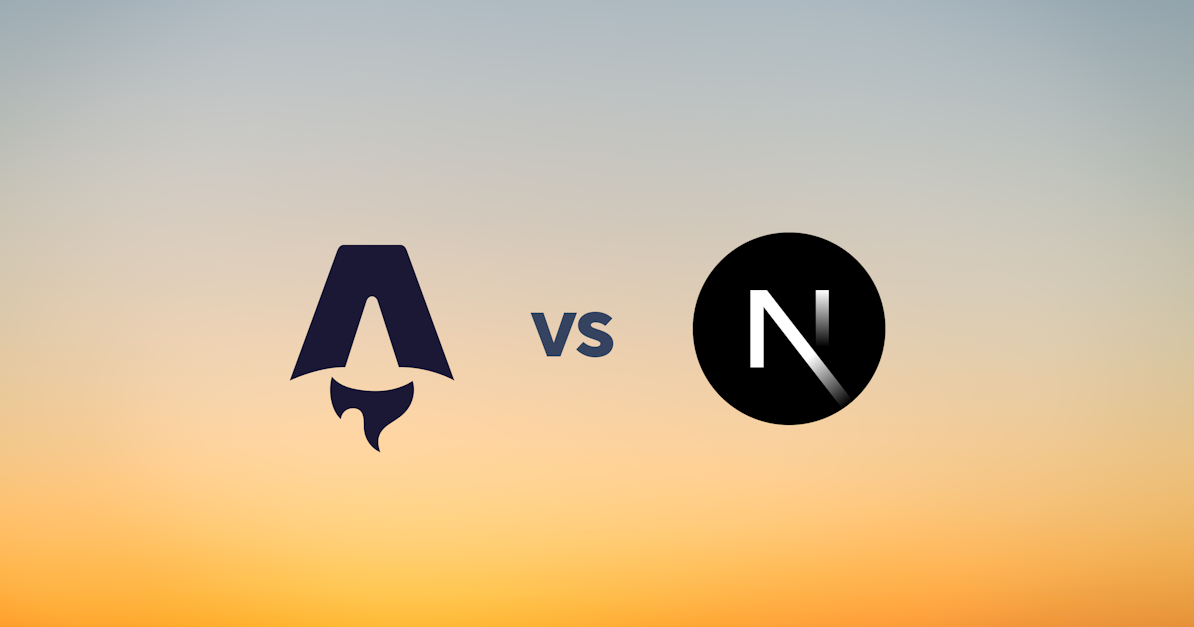 Comparativa visual entre los logos de Astro y Next.js junto a una laptop de desarrollo web