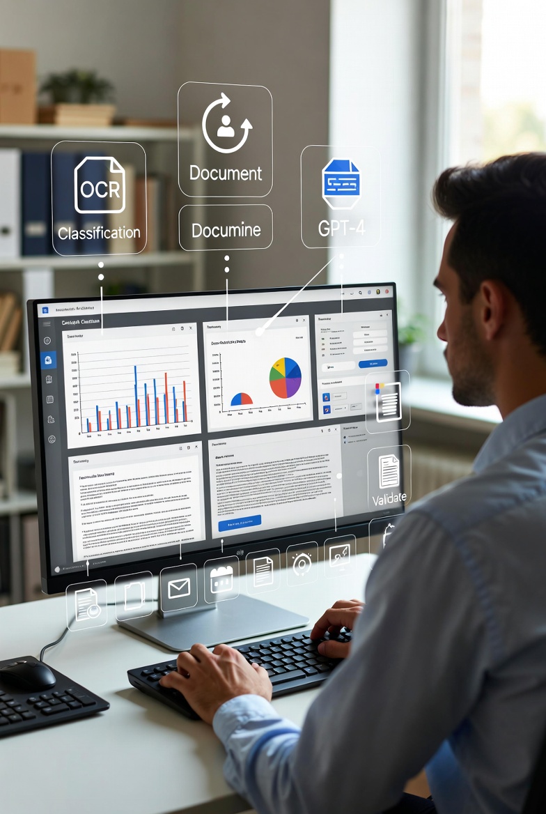 Foto de una persona clasificando documentos