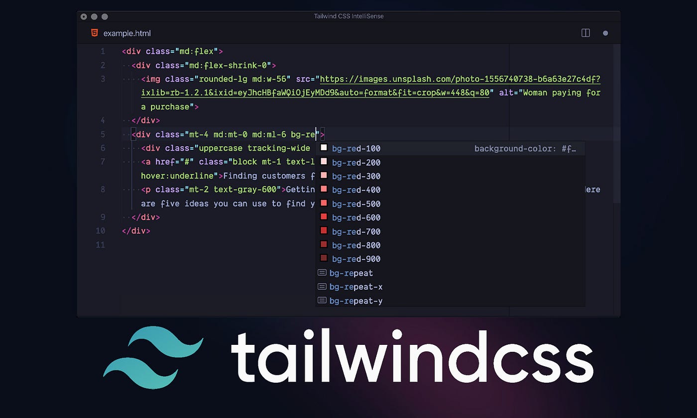 Captura de pantalla mostrando técnicas modernas de Tailwind CSS en una interfaz web